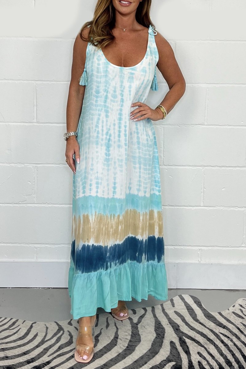 Summer Sale: 50% OFF Handmade Tie-Dye Maxi Dress